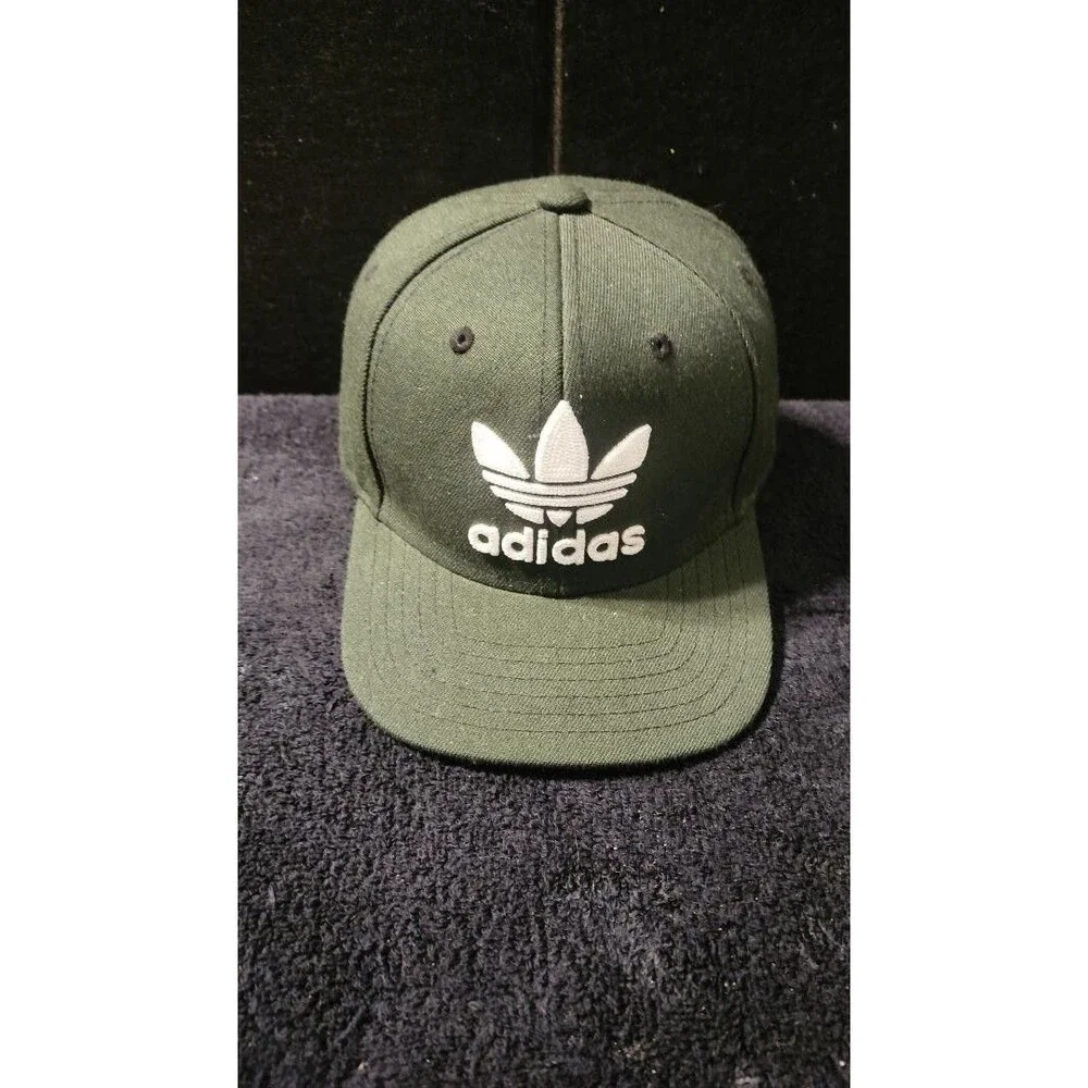 adidas Olive Green White Trefoil Stripes Snap Back Hat